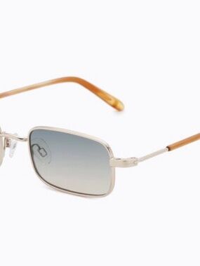 Women's Silver Frame Sunglasses with Brown Temple Tips - Gradient Gray Lenses